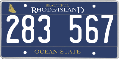 RI license plate 283567