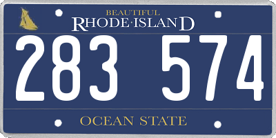 RI license plate 283574