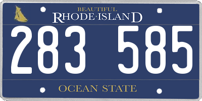 RI license plate 283585