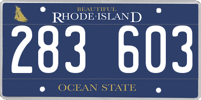 RI license plate 283603