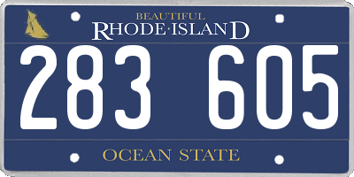 RI license plate 283605
