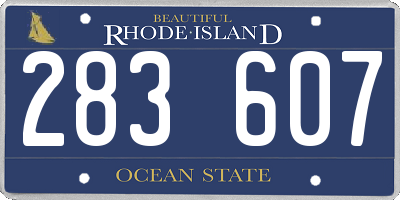 RI license plate 283607