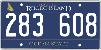 RI license plate 283608
