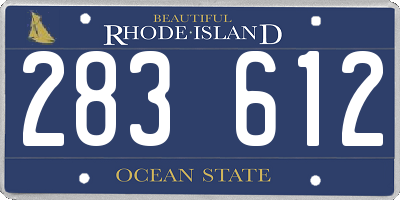 RI license plate 283612
