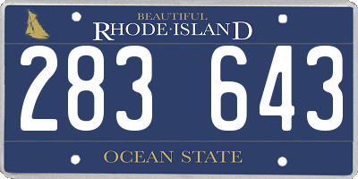 RI license plate 283643