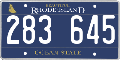 RI license plate 283645