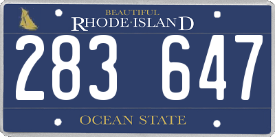 RI license plate 283647