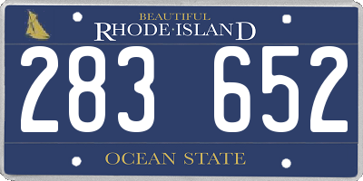 RI license plate 283652