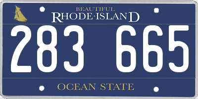 RI license plate 283665