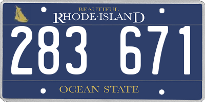 RI license plate 283671