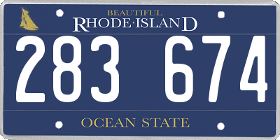 RI license plate 283674