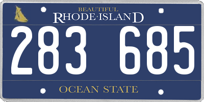 RI license plate 283685