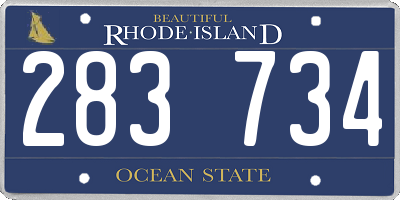 RI license plate 283734