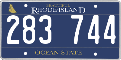RI license plate 283744
