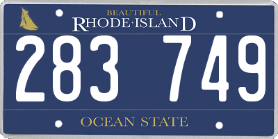 RI license plate 283749