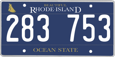 RI license plate 283753