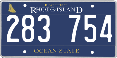 RI license plate 283754