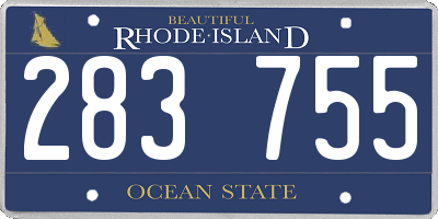RI license plate 283755