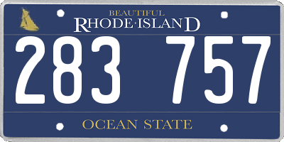 RI license plate 283757