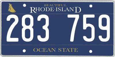 RI license plate 283759