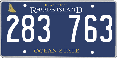 RI license plate 283763