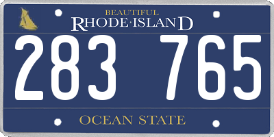 RI license plate 283765