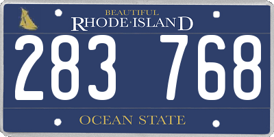 RI license plate 283768