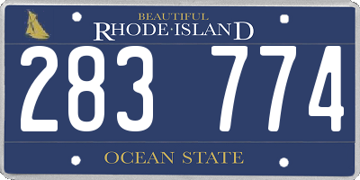 RI license plate 283774