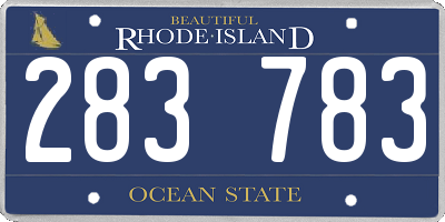 RI license plate 283783
