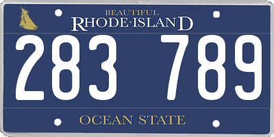 RI license plate 283789
