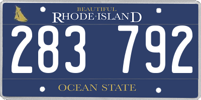 RI license plate 283792