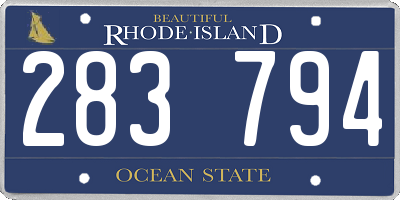 RI license plate 283794