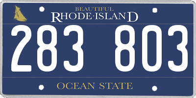RI license plate 283803