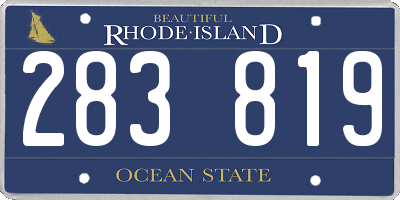 RI license plate 283819