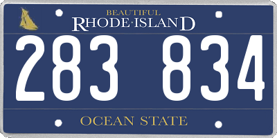 RI license plate 283834