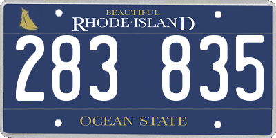 RI license plate 283835