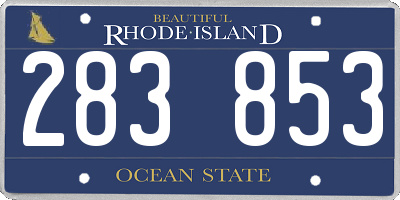 RI license plate 283853