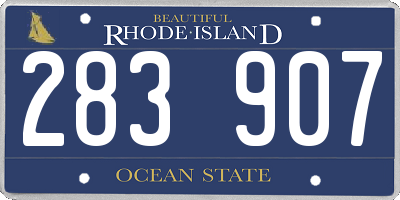 RI license plate 283907