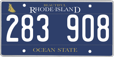RI license plate 283908