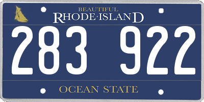 RI license plate 283922