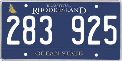 RI license plate 283925