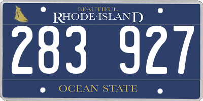 RI license plate 283927