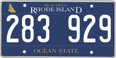 RI license plate 283929