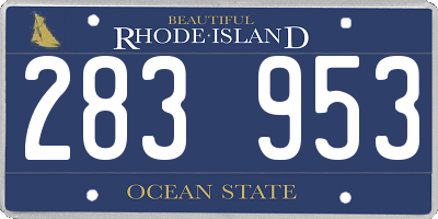 RI license plate 283953
