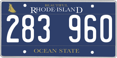 RI license plate 283960