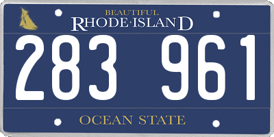 RI license plate 283961