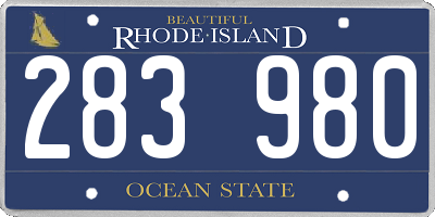 RI license plate 283980