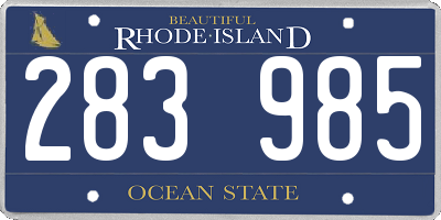 RI license plate 283985