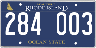RI license plate 284003