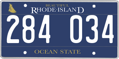 RI license plate 284034
